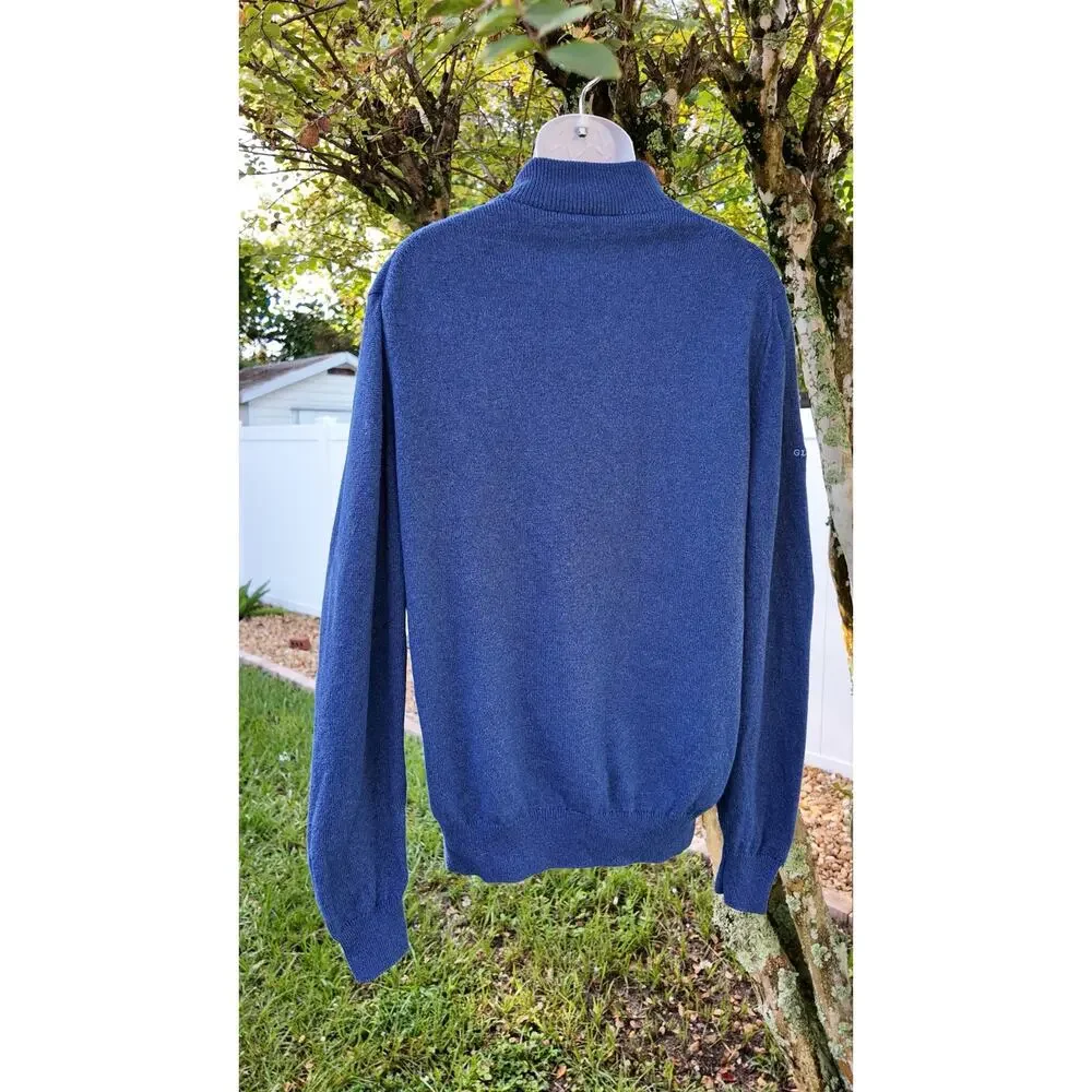 Glenmuir 1891 XL 1/4 Zip Merino Wool Sweater Old Course St Andrews Blue Golf
